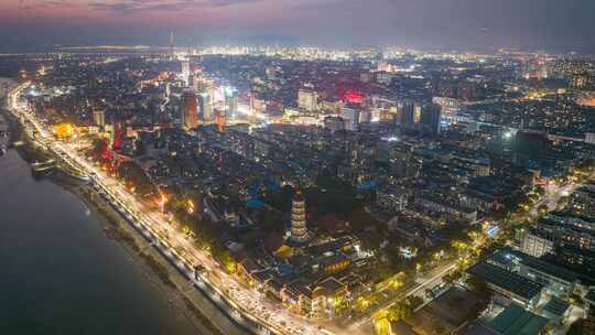 安庆市城市夜景航拍延时