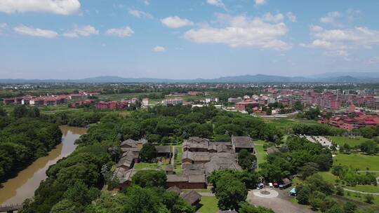 航拍江西瑞金叶坪红色旅游景区视频素材模板下载