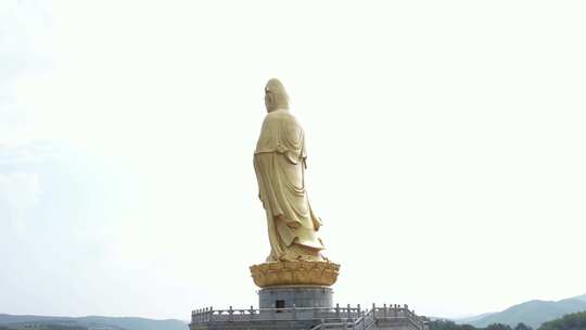 观世音菩萨 横山寺 佛头特写镜头 大方航拍