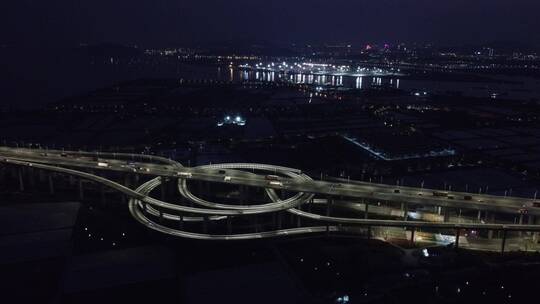 广州市南沙大桥城市交通夜景