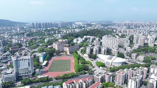 福建师范大学操场航拍长安山田径场体育场馆