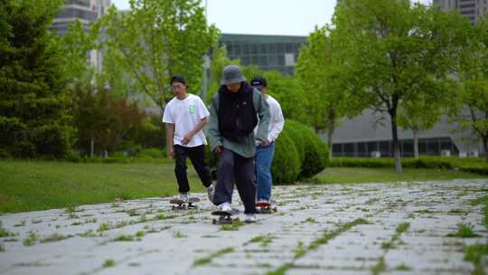 滑滑板 时尚青年 运动视频素材模板下载