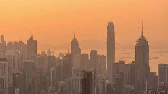 香港岛地标4塔夜景延时