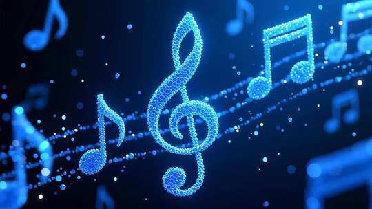 蓝色粒子音符跳动4K
