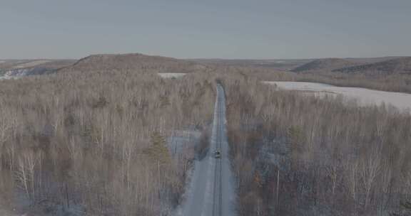 中国北方冰雪道路自驾航拍