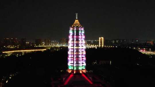 江苏南京大报恩寺夜景灯光航拍