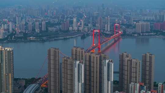 中国武汉两江四岸城市地标夜景风光