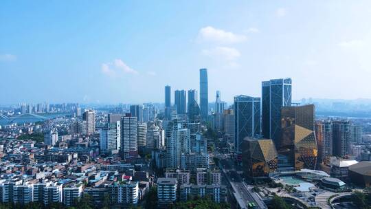 柳州现代化大都市城市建筑航拍柳江风景风光