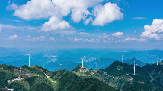 绿色新能源可持续风能涡轮机发电，风力发电