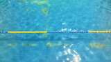 夏天泳池蓝色水面泳道线分水线安全分隔线高清在线视频素材下载