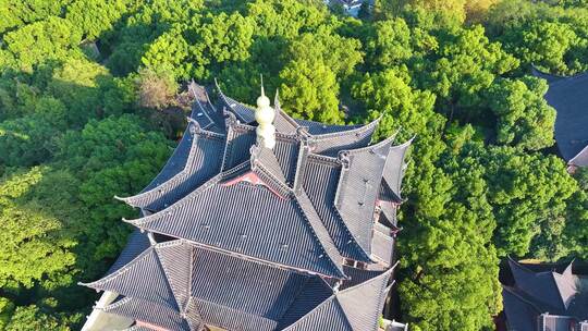 杭州城隍阁景区航拍上城区风景风光素材