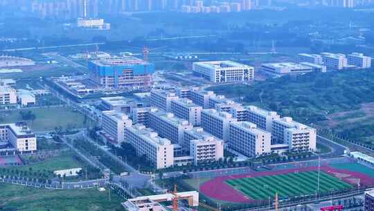 航拍枣庄大学城建设初期阶段