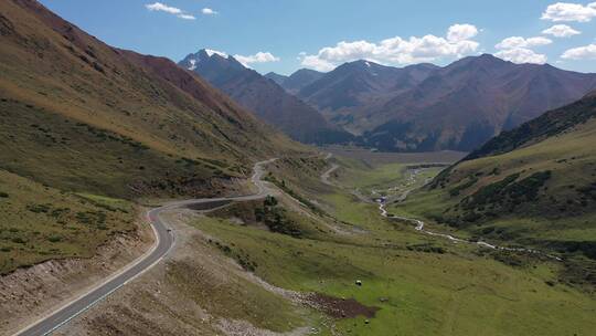 新疆旅行独库公路草原峡谷森林自然风光航拍