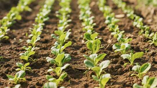 农田蔬菜幼苗生长景象