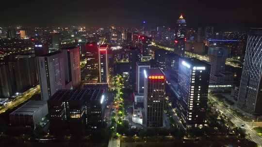 杭州滨江地标建筑风景夜景航拍