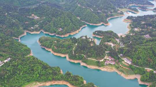 水库湖泊农田水利湖北恩施车坝河水库航拍