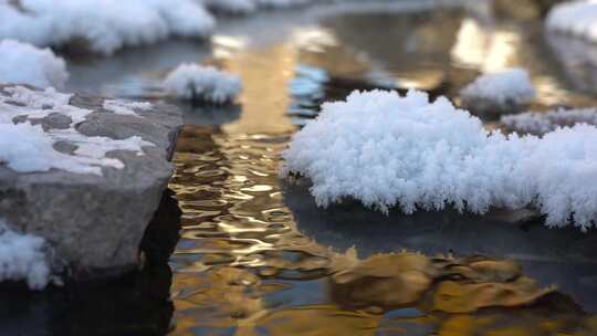 内蒙古雪景，不冻河，河流，阿尔山不冻河