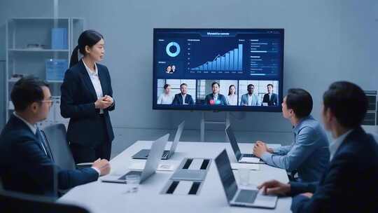 商务人士会议室汇报工作场景
