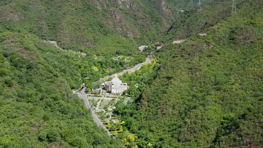 北京怀柔区九宫山墓地/陵园航拍/郊区/森林