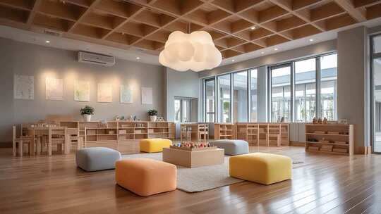 现代幼儿园教室的温馨设计与明亮光线
