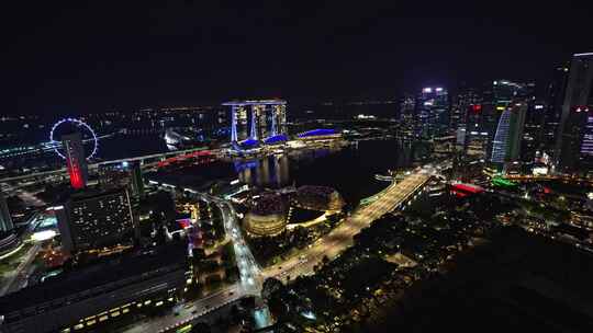 新加坡滨海湾花园金沙酒店海滨花园夜景