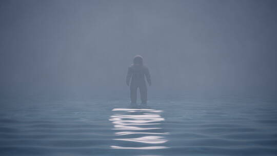 烟雾水面后出现宇航员