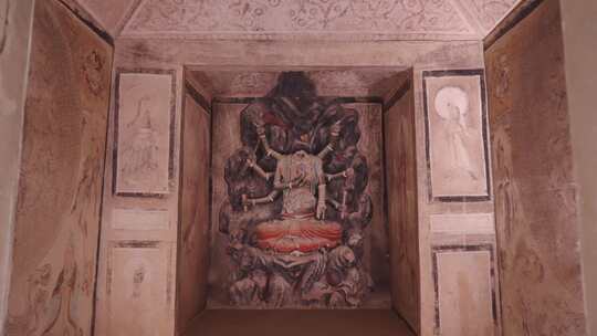 莫高窟壁画第3窟 石窟 壁画 佛像视频素材模板下载