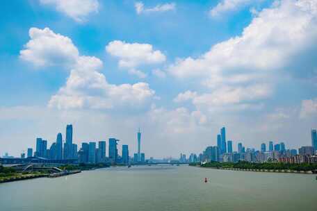 广州城市天际线珠江广州塔大景远景全景延时