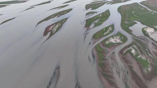 鄱阳湖枯水季自然湖滩景观航拍视频