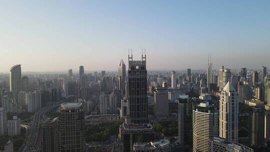 上海黄浦区淮海中路全景4K航拍