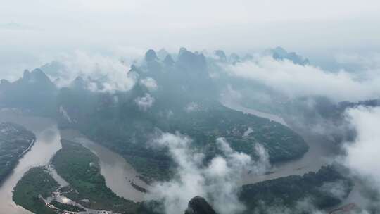 广西桂林阳朔风光中国山河航拍生态环境自然