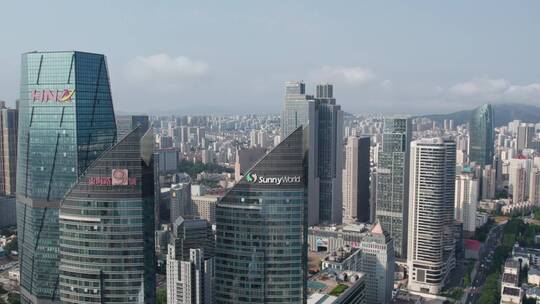 4k 航拍青岛新一线城市建筑景观天际线