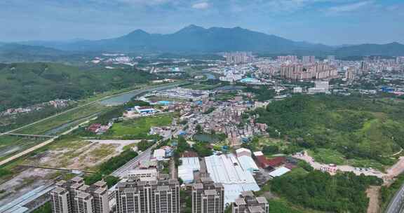 清远航拍英德英西峰林蓝天白云