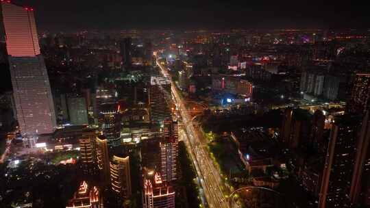 湖北武汉黄浦大街立交桥夜晚夜景航拍车流交