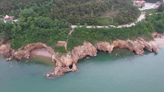 山东烟台长岛著名岛屿旅游景区航拍视频素材模板下载