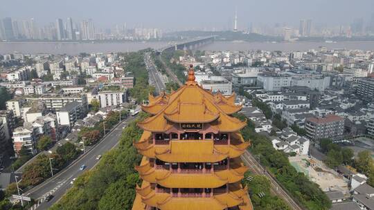 湖北武汉黄鹤楼5A景区航拍