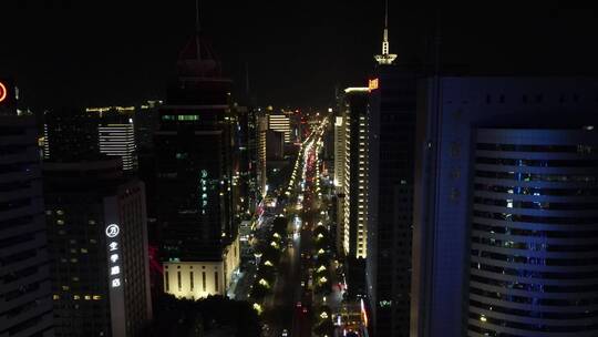 航拍福建福州城市风光夜景交通