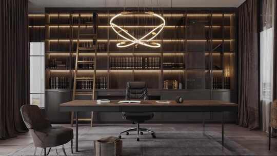 现代风格书房室内陈设