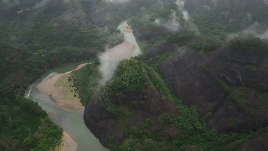 航拍武夷山风景区国家森林公园丹霞地貌风光视频素材模板下载