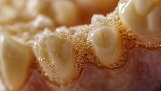牙齿微距特写含泡沫画面