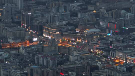 西安城市夜景西安风光航拍西安钟楼鼓楼