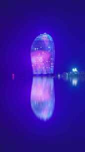 中国海南三亚凤凰岛城市夜景风光延时