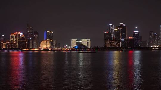 杭州钱江新城城市阳台夜景视频素材模板下载