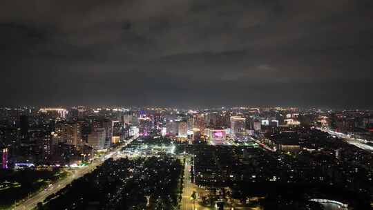 广东汕头城市夜景灯光航拍