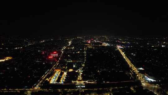 山东潍坊青州夜景航拍