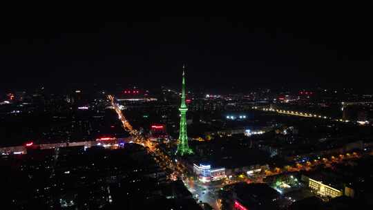 河南漯河城市大景夜景灯光航拍