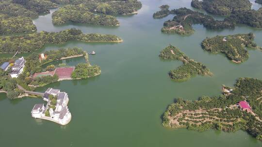 航拍湖北赤壁陆水湖风景区