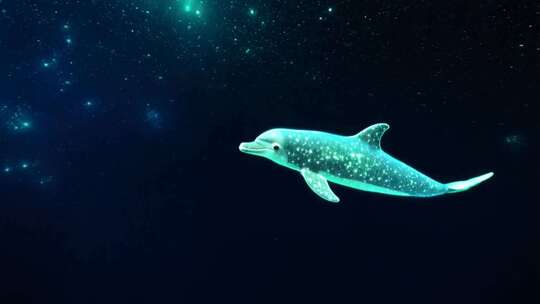 发光海豚在星空背景中游动