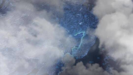 黑龙江省地图-云雾俯冲勾勒轮廓