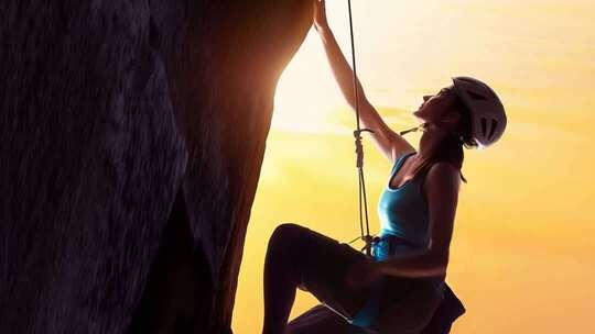 攀岩登山登顶翻越高山砥砺前行企业精神